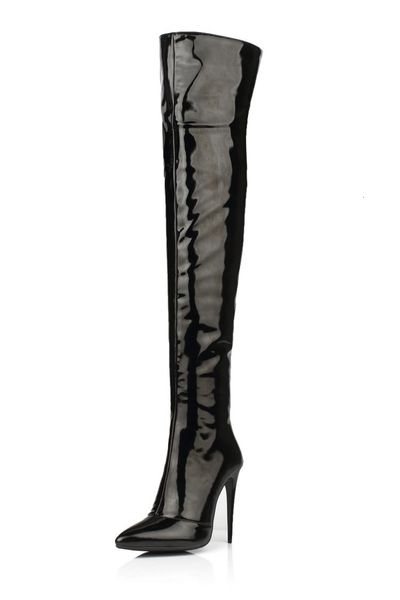 

boots super feminine at high-heeled size side-down pants on knee, Black