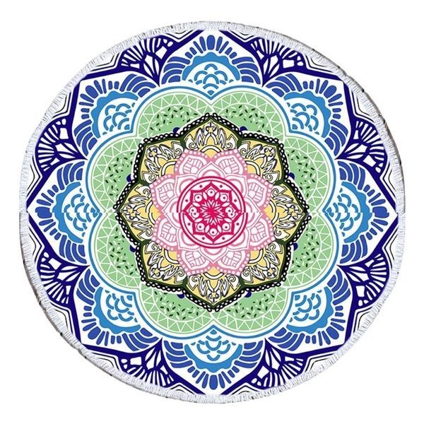 

towel round beach blanket bohemian vintage hippie mandala floral print tapestry tassel circle tablecloth large yoga mat dropship