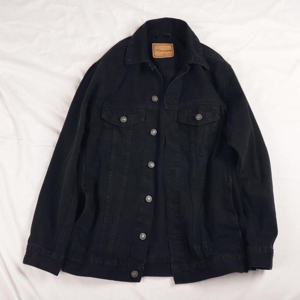 

women's jackets spring autumn fashion loose mid long denim jacket coat women vintage wash black blue outerwear streetwear jeans female, Black;brown