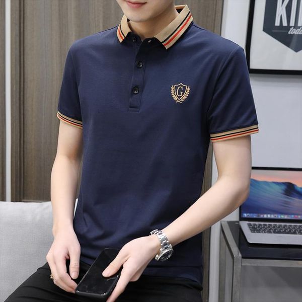 

brand shirts with short sleeve men polos summer casual breath silim fit embroidery print fashion clothing, White;black