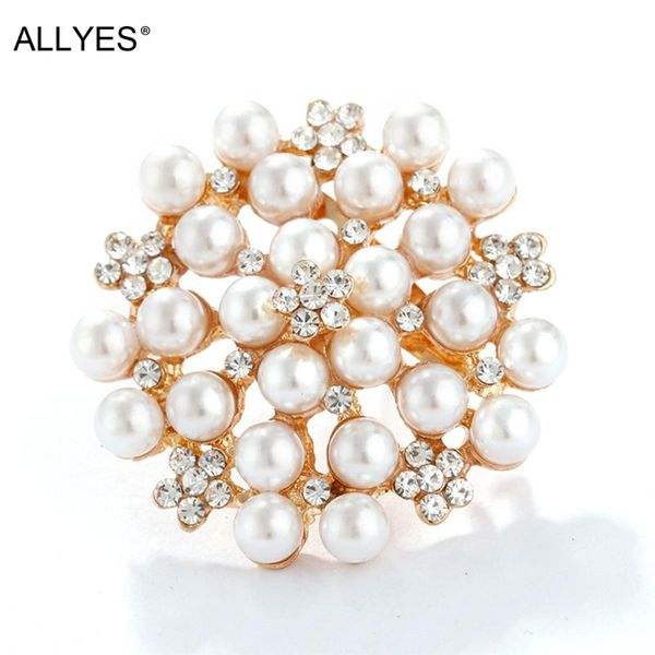 

pins, brooches allyes charm rhinestone pearl flower for women scarf sweater broches coat dress pin wedding jewelry, Gray