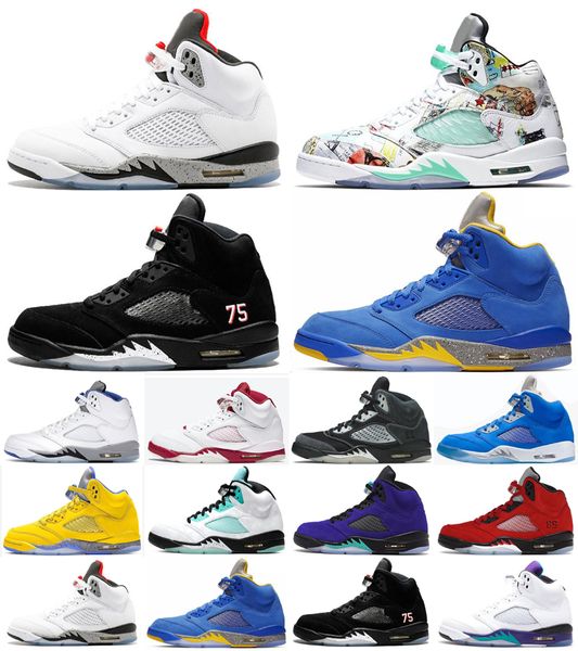 

mens 5 wings 5s high basketball shoes hyper roy comfortable black cement suede sports stylist sneakers trainers