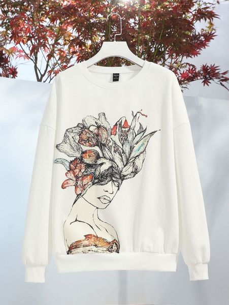 

x thecaduceo figure graphic drop shoulder sweatshirt y1q6#, White;black