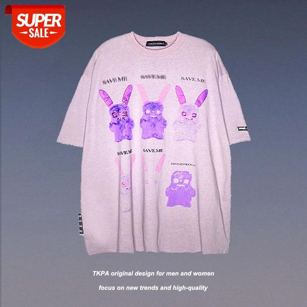 

t shirt short-sleeved men and women couples summer funeral cartoon loose round neck ins tide brand #dp6t, White;black