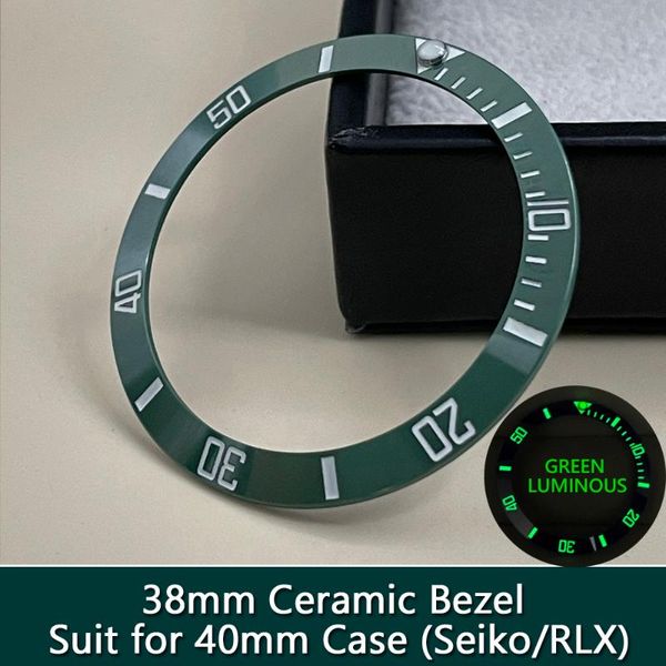 

repair tools & kits sub green ceramic bezel insert super c3 green/blue luminous watch case outer ring 38mm*30.6mm suit for 40mm gmt nh35 ser