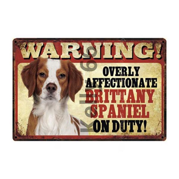 

pets warning dogs rules better with brittany spaniel metal sign home decor bar wall art painting 20*30 cm size dg-44