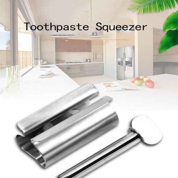 

toothbrush holders creative bathroom accessories rolling tube toothpaste squeezer stainless steel dispenser holder rack 0.09kg