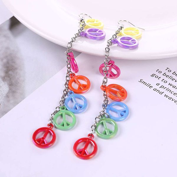 

personality style fashion trend women's long peace earrings straight, Black