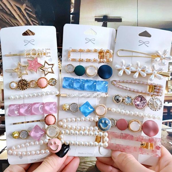 

hair accessories elegant simulated pearl barrette for women korean fashion letter acrylic hairpins clip set girl wedding jewelry