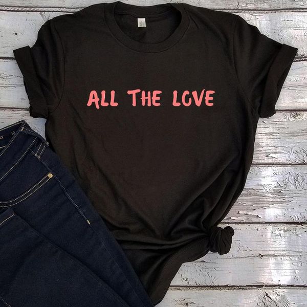 

women's t-shirt all the love graphic t shirts plus size vintage woman tshirts women 2021 letter clothing o-neck, White