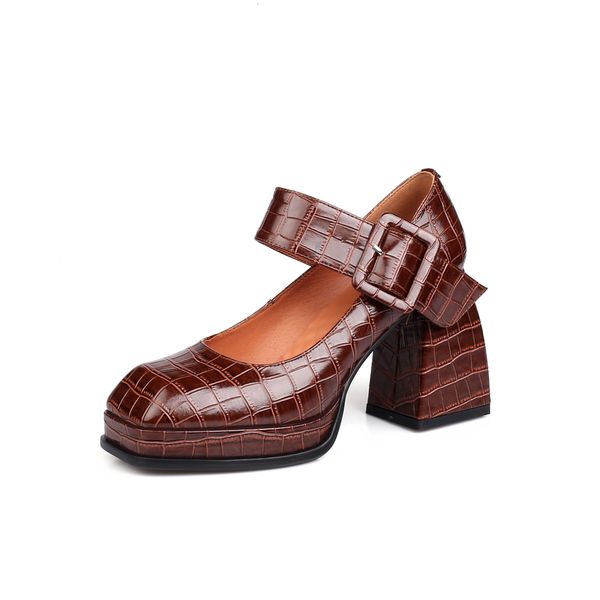 

new spring summer sandals women pumps shoes chunky high heels platform brown black pink dress party retro mary janes pumps size 39