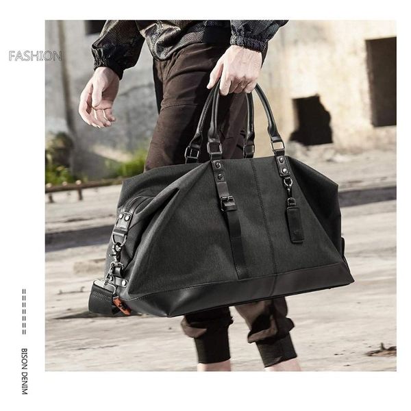 

bison denim fashion brand travel bag men hand luggage duffle bags nylon weekend multifunctional duffel