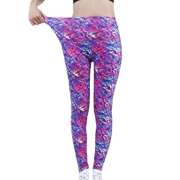 Kadın Tayt Ljcuiyao Graffiti Çiçek Desen Baskı Leggins Kadın Yoga Pantolon Yüksek Bel Nefes Gym Spor Push Up İnce Giyim