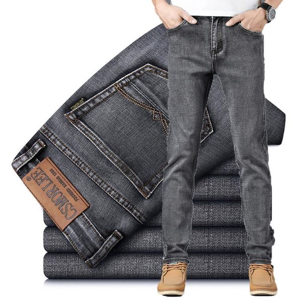 

summer spring men's jeans regular elastic csmorlee brands fashion business trousers classic style denim male pants, Blue