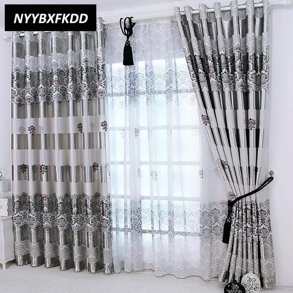 

gray blackout curtains for windows drapes europe modern elegant noble printing shade curtain living room bedroom