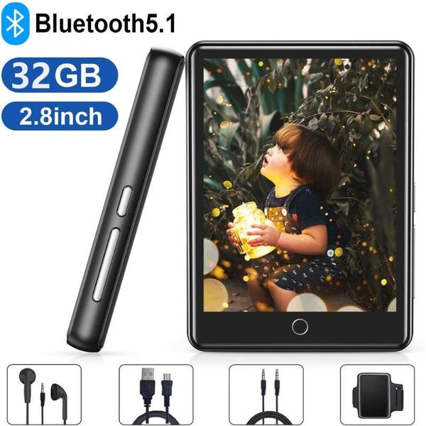 

player 32gb bluetooth 5.1, full touch screen 2.8'' portable hifi lossless music built-in speaker, support up to 128gb mp3 & mp4 pl