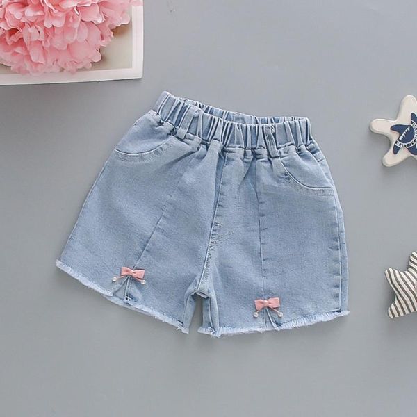 

kids short jeans bow toddler summer girls casual style kid clothes, Blue
