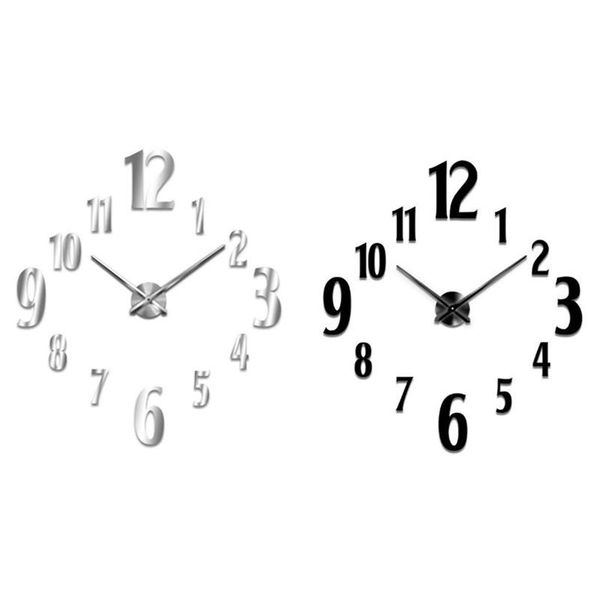 

wall clock acrylic 3d diy big decorative kitchen clocks mirror stickers home letter decor