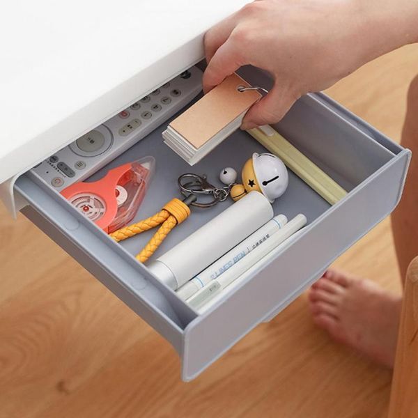 

storage drawers 2021 under drawer box hidden table paste plastic kitchen holder desk organizer memo pen stationery