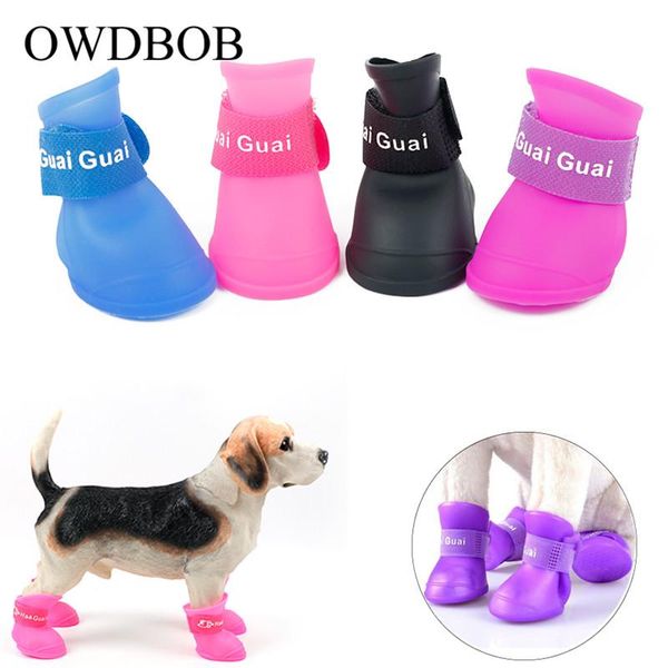 

dog apparel 4pcs/set lovely pet shoes waterproof rain for puppy small dogs snow boots footwear accessories