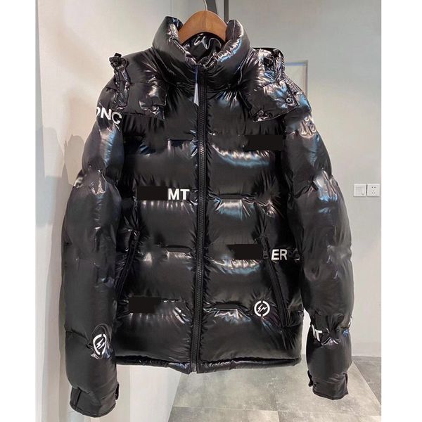 

mens women white duck down coats fashion trend thicken letter printing hooded puff outerwear designer winter couples bread puffer jackets, Black