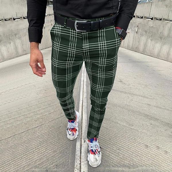 

men's pants fashion pencil with pockets casual button plaid men korean streetwear trousers pantalones hombre, Black