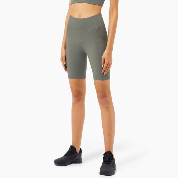 

sports fitness leggings women's high waist yoga pocket shorts for women ladies gym joggers elastic biker naked-feel outfit