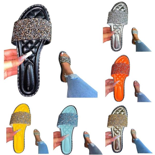 

women sandals summer 2021 female shoes roman rhinestone casual breathable outdoor leisure beach slippers, Black