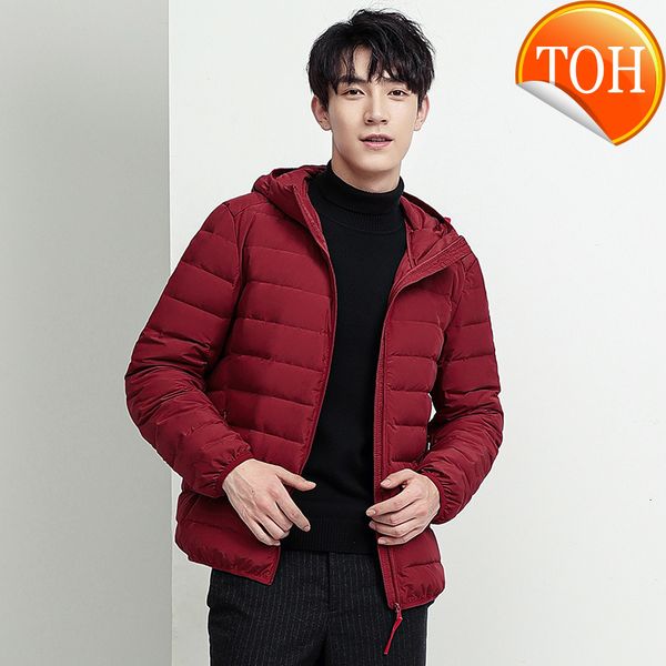 

down 2021 mens white duck jacket ultralight new portable hooded coat men winter warm thermal parkas 100kg, Black