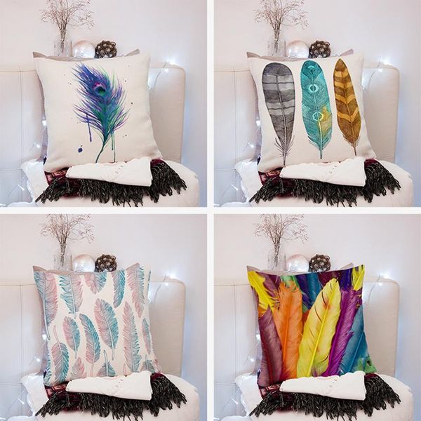 

pillow case 45x45cm colorful print flax for home decor cushion cover sofa pillowcase bedroom living room
