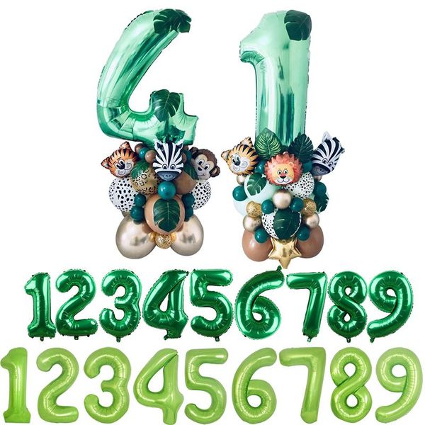 

party decoration 35pcs jungle safari animal digital balloons set kids 1 2 3 4 5 6 7 8 years birthday forest supplies