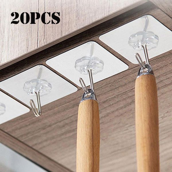 

20pcs transparent strong self adhesive door wall hangers hooks suction heavy load rack cup sucker for kitchen bathroom office & rails