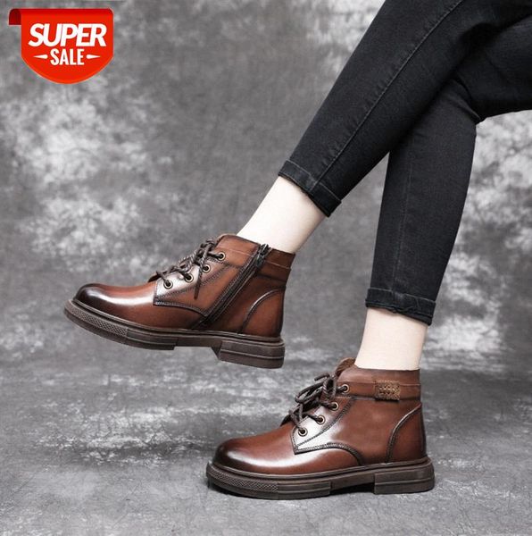 

retro british style leather martin boots women all-match single low-heel short low-women's shoes #7782