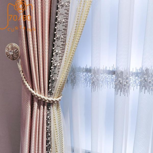 

curtain & drapes french luxury lace stitching princess style bedroom blackout curtains for living room finished product customization