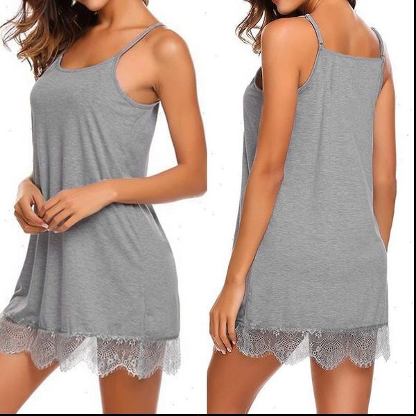 

plus size lace stiching womens sleepwears nightgowns zanzea nightdress solid spaghetti strap mini vestidos female nightie sleepwear, Black;red