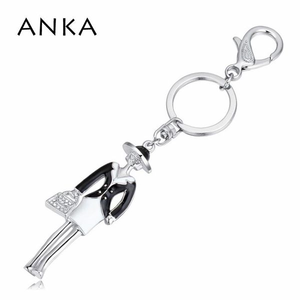 

keychains anka fashion lady figure crystal key chain with lucite plated gift for women nickel lead ce #123520, Silver