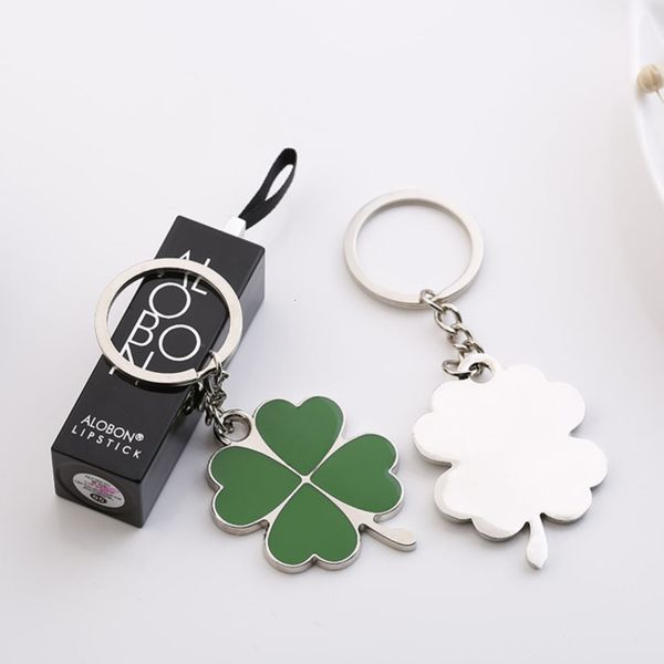 

creative clover car metal ring men and women key chain valentine's day gifts, Black