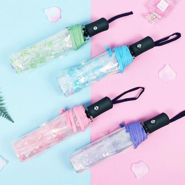 

umbrellas folding women's transparent umbrella men automatic mini cherry blossom big parapluie japanese tough windproof