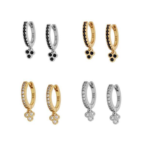 

hoop & huggie 925 sterling silver ear buckle ladies cute mini earrings crystal zircon pendant fashion jewelry wholesale birthday gifts, Golden;silver