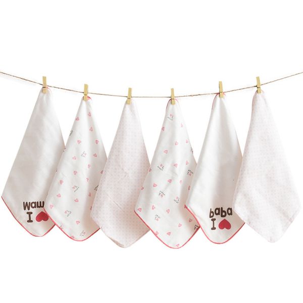 

a pack of 6 baby pure cotton cloth mouth towel 25 * 25cm born triangle square, White