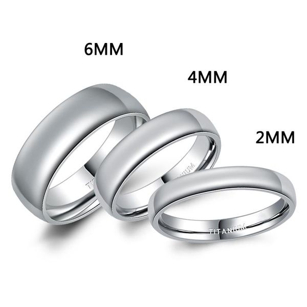 

wedding rings 2mm/4mm/6mm polished silver titanium ring women smooth band minimalism simple stacking female fashion jewelry, Slivery;golden