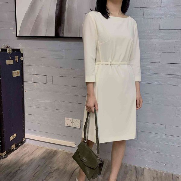 

dress 2021 spring and summer classic fashion wool blended belt 4 colors light mature, White;black