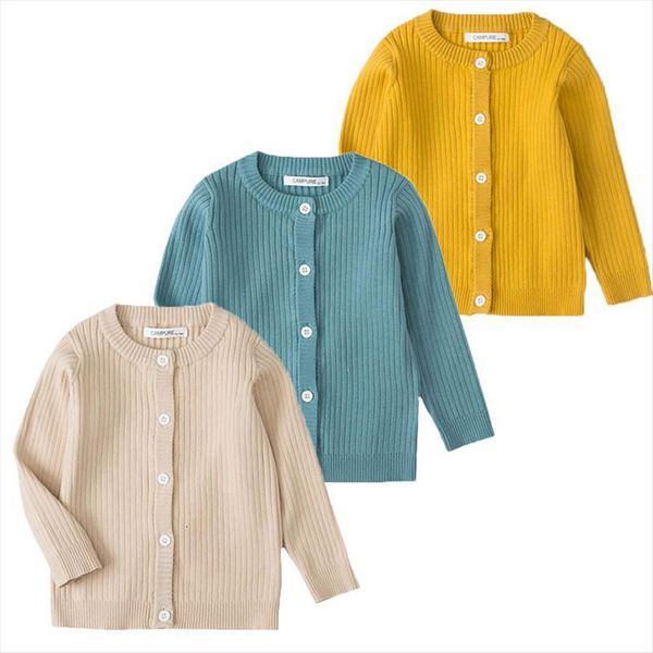 

boys girls knitted cardigan autumn spring cotton sweater baby childrens clothing child sweaters kids 1 7 years solid color, Blue