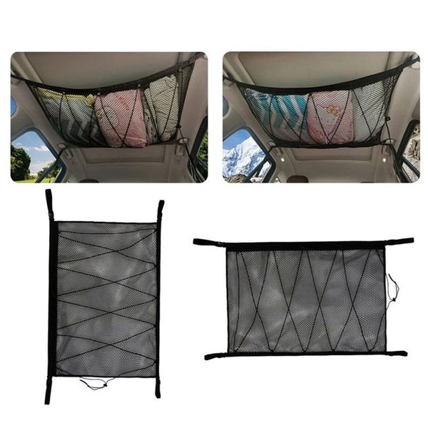 

portable car ceiling storage net pocket roof interior cargo bag trunk sundries pouch for van suv truck organizer