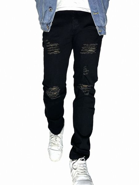 

romwe guys ripped jeans a086#, Blue