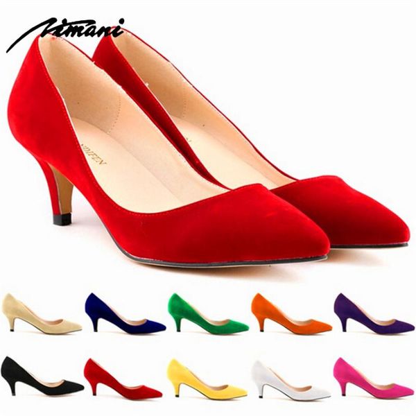 

dress shoes 2021 women's high heels solid flock shallow female elegant ol office pointed toe fashion women pumps, Black