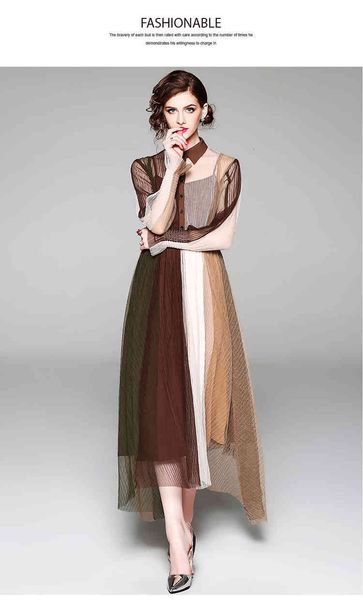 

summer casual sashes shirt lace women es elegant long sleeve mesh double-layers hem irregular party, Black;gray