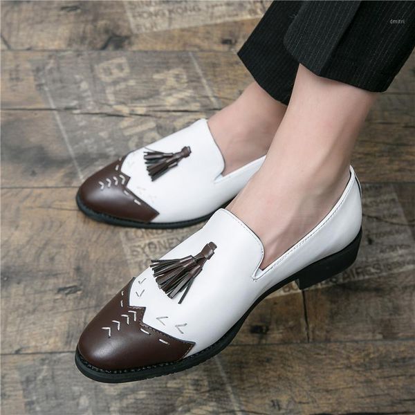 

dress shoes 38-46 italian leather loafers mens tassel white slip on shoe casual man moccasins for men business driving yuppie, Black