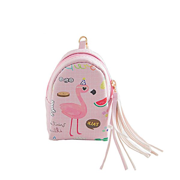

girls creative so cute flamingo mini kids pu zipper purse schoolbag key change wallet animal coin purse, Red;black