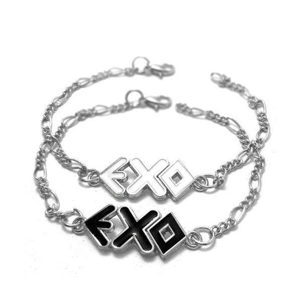 

cuff 2021 kpop exo black and white couple bracelet silver color fashion korean style jewelry